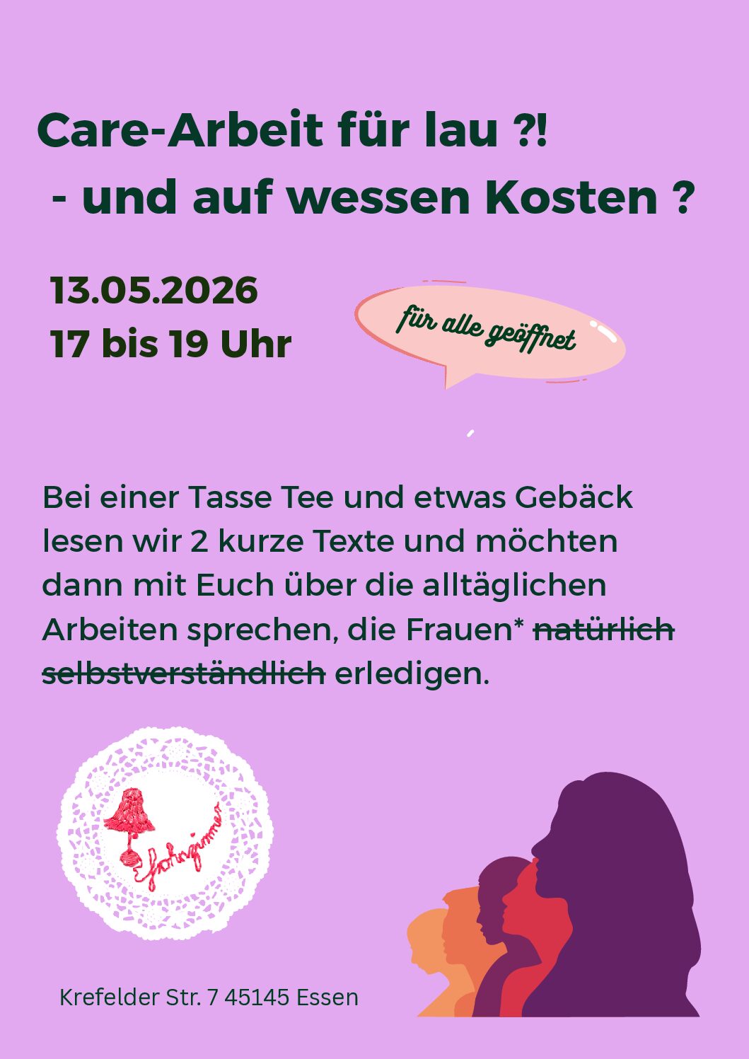 Lesung: Care-Arbeit für lau?! - und auf wessen Kosten? Care Arbeit Fuer Lau Und Auf Wessen Kosten A4 1 Pdf