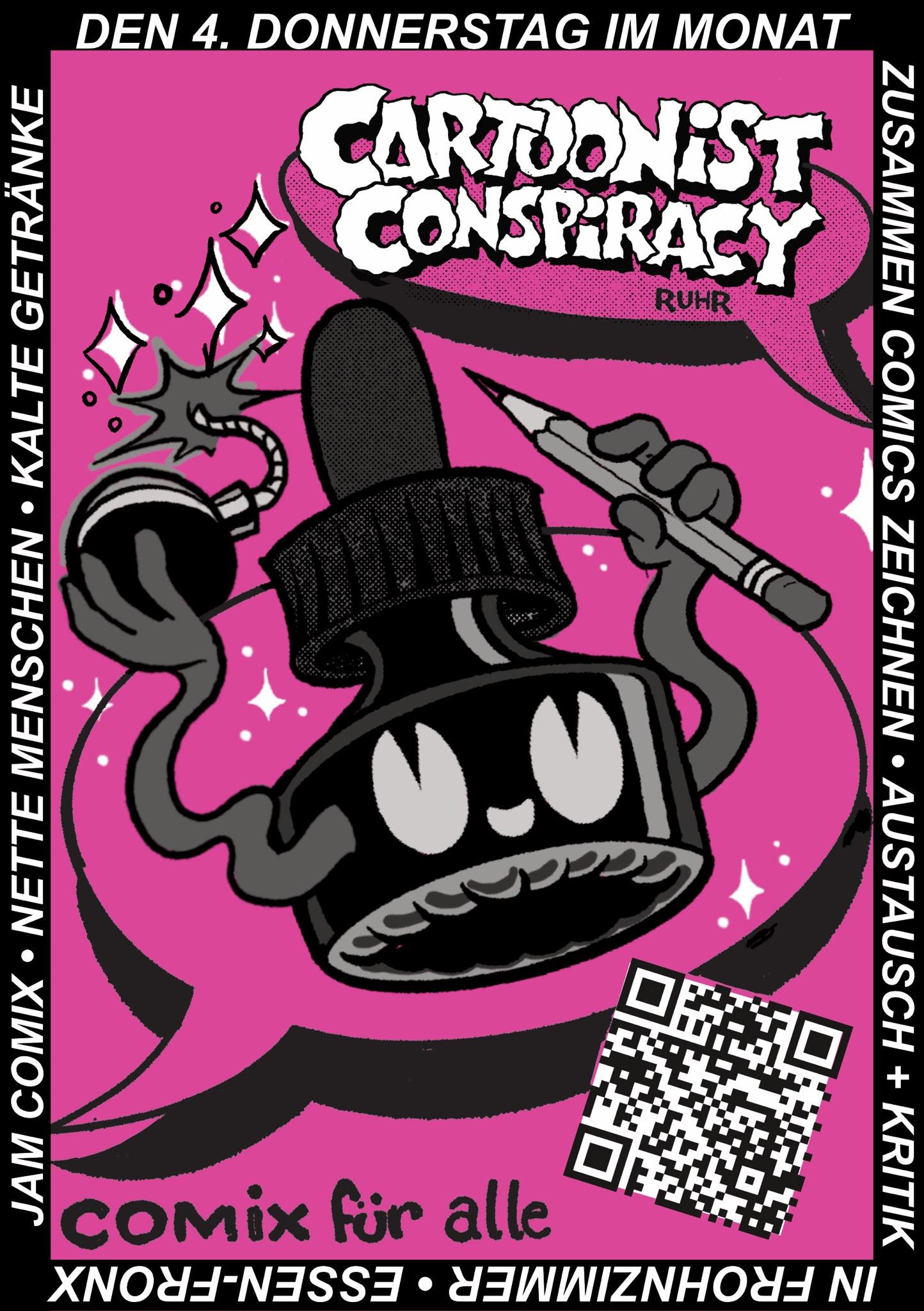 Flyer zu „Cartoonist Conspiracy“ im frohnzimmer am 24. Dezember 2026.