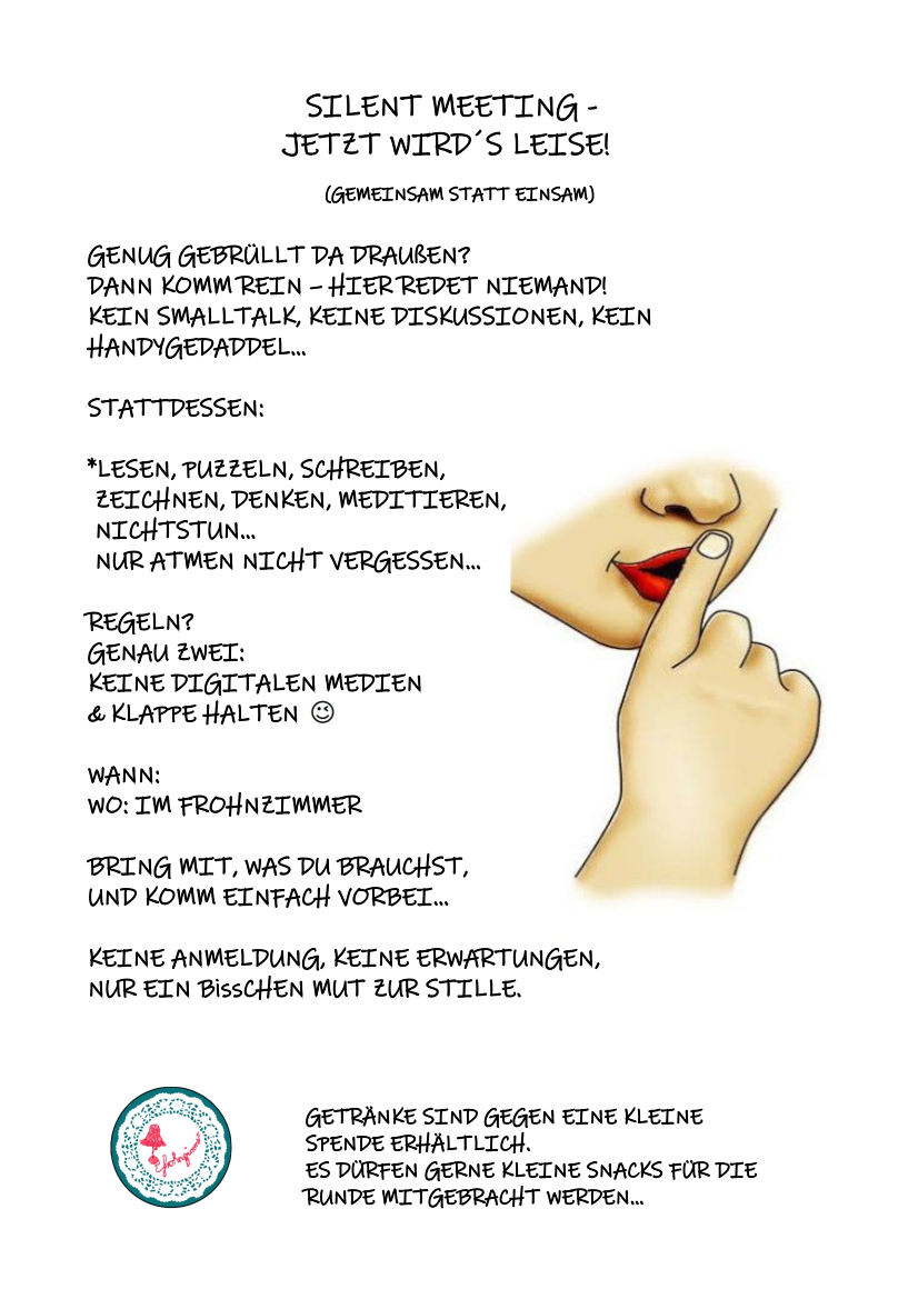Flyer zu „Silent Meeting“ im frohnzimmer am 30. September 2026.